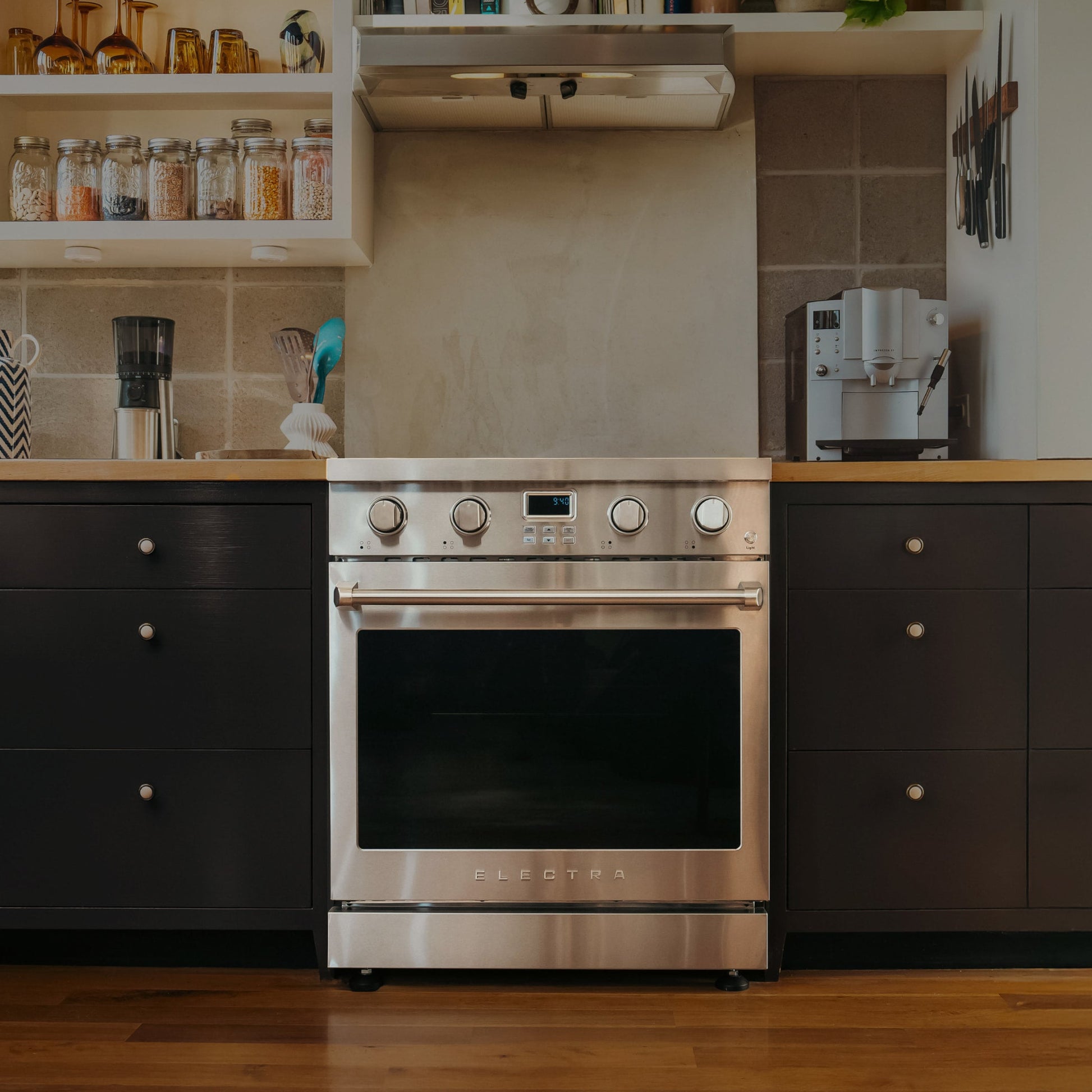 The Electra Induction Stove Centered in a Modern NYC Kitchen