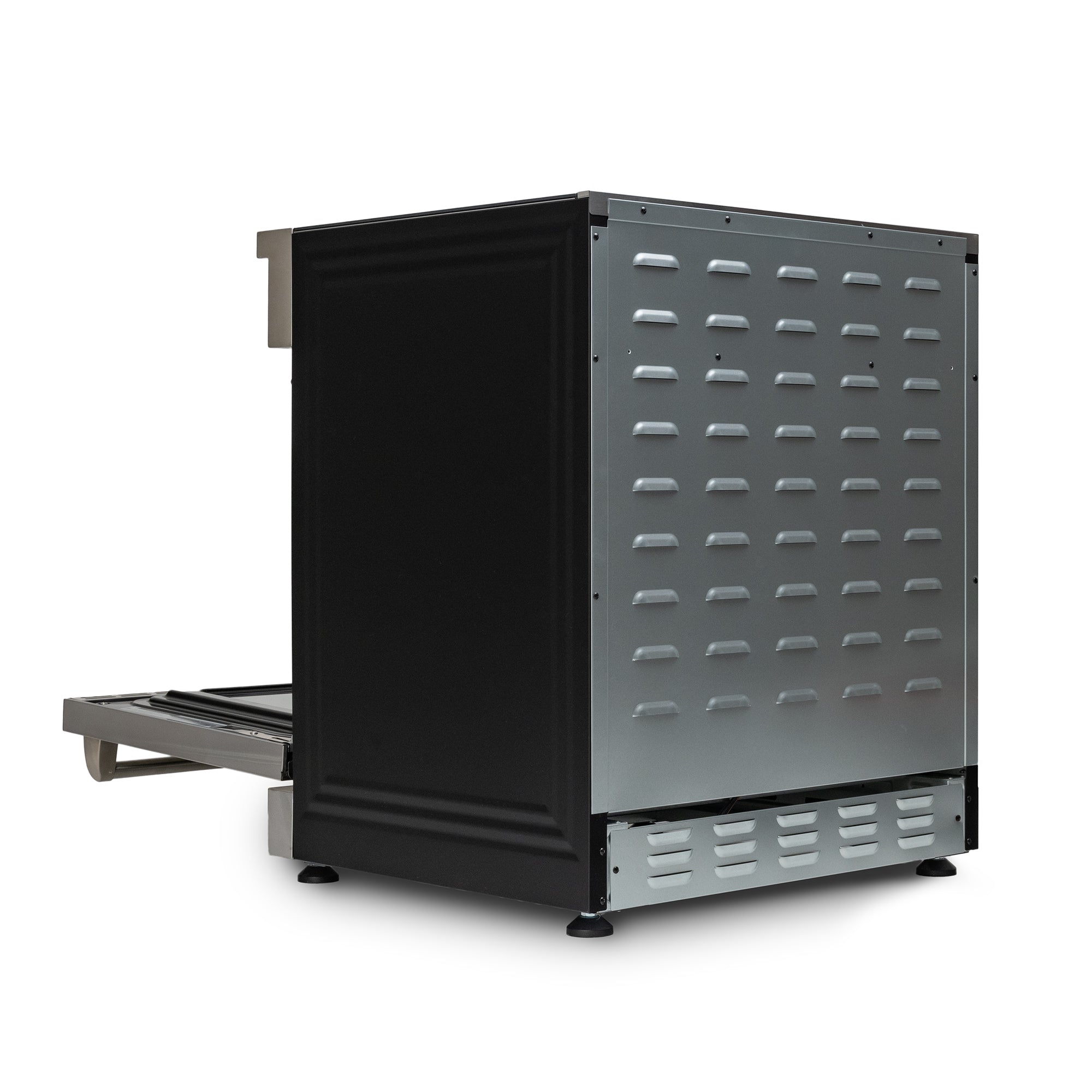 The back of the Electra Induction Stove with the oven door open
